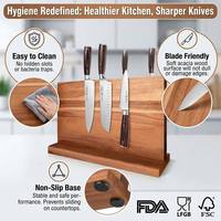 Rak Pisau Magnetik Kayu Akasia Avant-Garde Dua Sisi Estetika Eco-Zen 7 Buah, Dapat Disesuaikan, Gaya Nordic untuk Dapur