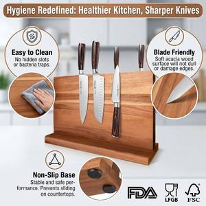 Portacoltelli Magnetico Avant-Garde in Legno di Acacia, Doppio Lato, Estetica Eco-Zen, 7 Pezzi, Personalizzabile, Stile Nordico per Cucina - Product Image 5
