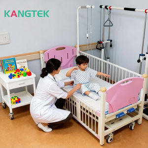 KANGTEK Günstiges Zweikurbel-Krankenhausbett für Kinder in Rosa mit Cartoon-Design - Product Image 1