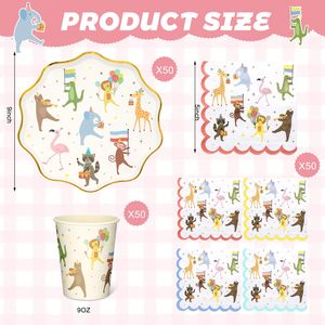 Set di Stoviglie Usa e Getta con Design Animale per Feste, Piatti, Tovaglioli e Bicchieri in Carta, per Compleanni ed Eventi - Product Image 2