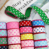 Ruban gros-grain imprimé à pois de 1 pouce personnalisé OKAY Wholesale avec bordure festonnée pour nœuds de cheveux, vêtements et emballages cadeaux