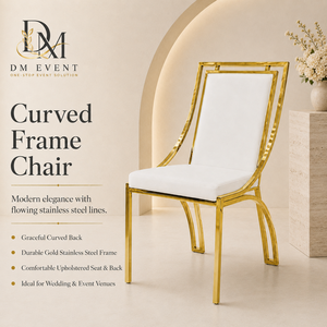 Chaise de mariage de luxe en acier inoxydable doré, dossier incurvé et rembourrée, pour banquets d'hôtel et lieux événementiels (vente en gros) - Product Image 1