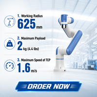 Bras robotique collaboratif commercial DOBOT Nova 2, charge utile de 2 kg, portée de 625 mm, cobot 6 axes pour barista et automatisation des restaurants
