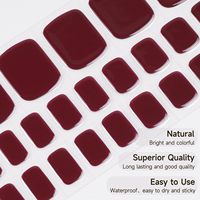 DUKASOU Bandes de gel de résine semi-durcies pour pédicure, 32 autocollants couleur unie pour ongles d'orteil, enveloppes complètes pour ongles d'adultes, inclut des tampons de préparation pour les ongles