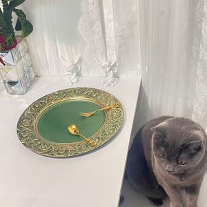 Luxury Green Charger <b>Plates</b> Set Elegant Vintage Wedding & Dinner <b>Plates</b> for Dishes Presentation - Product Image 6