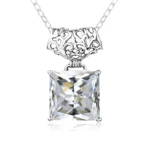 Vintage Big Diamond Silver Pendants Necklace Women's Accessories 925 Sterling Silver Cocktail Chain Pendant Jewelry