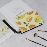 Ecologische canvas make-up tas met zacht handvat, sublimatieprint, draagbaar, ritssluiting, fruitmotief