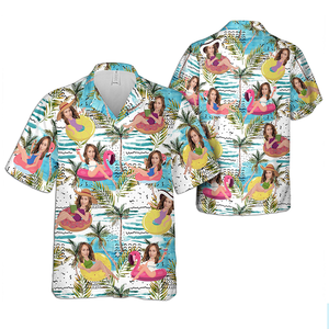 Impresión personalizada Aloha camisa hawaiana con cara de manga corta con botones hacia abajo camiseta Festival Beach Party ropa para mujeres y hombres - Product Image 1