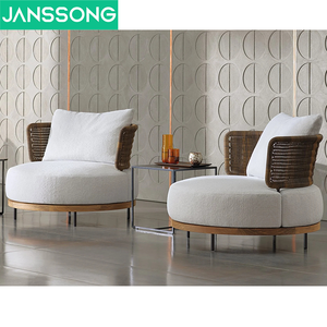 Ensemble de canapés de jardin en teck massif avec coussins imperméables en treillis, mobilier combiné pour villa extérieure d'hôtel haut de gamme moderne - Product Image 4