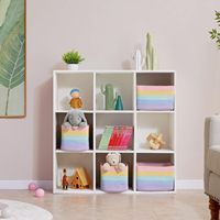 Ensemble de 4 paniers de rangement rectangulaires en corde de coton arc-en-ciel tressée avec poignées pour le rangement des jouets de la crèche, pour bébé fille
