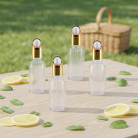 Klare Glas-Tropfflaschen 10ml 20ml 30ml 50ml 100ml, Parfüm- und Ätherische-Öl-Fläschchen mit Korb-Gold-Tropfverschluss