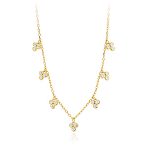Collier en argent sterling 925 plaqué or avec zircon en forme <span class=keywords><strong>de</strong></span> fleur, <span class=keywords><strong>prix</strong></span> <span class=keywords><strong>de</strong></span> gros d'usine, meilleur <span class=keywords><strong>prix</strong></span>, pour femmes - Product Image 1
