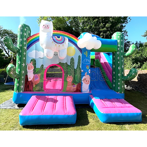 Château gonflable Alpaca avec toboggan pour enfants Castillo Con Tobogan Inflable Combo Bounce House and Wet Dry Slide - Product Image 3