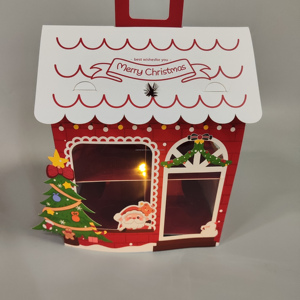 Caja Plegable Ecológica para Cupcakes - Contenedor de Cartón Gris con Diseño de Casa Navideña para 8 Piezas, Servicio de Logotipo Personalizado - Product Image 2