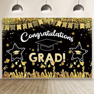 Graduation Decoration Vinyl Photo Cloth <strong>Congrats</strong> Grad Background Wall Sign Grad Theme Party Photo Booth Props <strong>Decor</strong> - Product Image 5