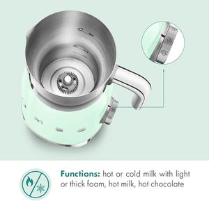Mousseur à lait rétro style années 50 avec 2 disques, 6 programmes prédéfinis, mousseur à chaud ou à froid et chauffage par induction (noir) - Product Image 6