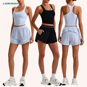 <span class=keywords><strong>Ensemble</strong></span> 2 pièces LORISOW pour <span class=keywords><strong>femme</strong></span> : Soutien-gorge de <span class=keywords><strong>sport</strong></span> et <span class=keywords><strong>short</strong></span> décontracté respirant avec poches latérales – Vente en gros - Product Image 1