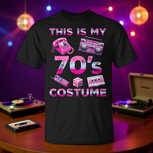 This Is My <b>70s</b> <b>Costume</b> Retro Party T-Shirt Black Adult Size - Product Image 3