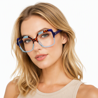 Lunettes de soleil colorées F109 pour femmes, monture carrée surdimensionnée, écaille de tortue, crème, acétate, verres anti-lumière bleue, mode