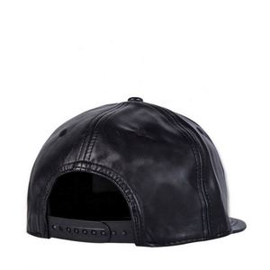 Hip Hop Hat Men's Street Versatile Black Leather <b>Flat</b> Brim Hat Fashionable <b>Cap</b> - Product Image 3