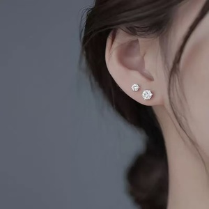 Boucles <span class=keywords><strong>d</strong></span>'oreilles classiques en argent sterling 925, 6,5 mm, 1 carat, couleur <span class=keywords><strong>D</strong></span>, VVS, moissanite <span class=keywords><strong>ronde</strong></span> taille brillant, pour hommes et femmes, vente en gros de bijoux - Product Image 6
