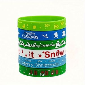 Christmas Bracelet Printed Cartoon Pattern Holiday Party <b>Creative</b> Silicone Wristband Custom Logo - Product Image 4