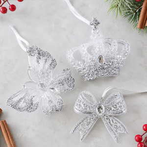 Décorations de Noël argentées : Couronne, cloche, bonbon, étoile, flocon de neige, renne, nœud – Options d'ornements de Noël pour sapin - Product Image 2