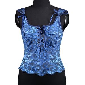 Corset vintage en jacquard à lacets avec nœud, col carré, bustier sculptant la taille, top amincissant - Product Image 5