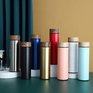 Stainless Steel Flask <b>Thermos</b> with Wood Grain Lid Straight Termos Insulated Water Bottle <b>Tea</b> Infuser Hot Thermal Termicos Vasos - Product Image 2