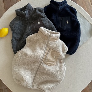 Children Fleece Vest Solid Color Off White Gray Navy Blue Autumn Winter Warm Baby Boy Girl Outerwear - Product Image 3