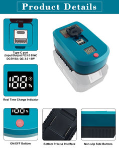 <span class=keywords><strong>Chargeur</strong></span> USB C 65 W 3A <span class=keywords><strong>Chargeur</strong></span> rapide pour batterie Makita 18V, Adaptateur de <span class=keywords><strong>chargeur</strong></span> de téléphone portable avec port USB 5V et port Type C - Product Image 2