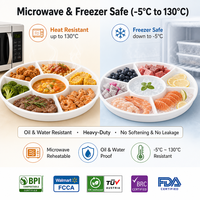 Plateau de service rond biodégradable multi-compartiments, jetable, 9 compartiments, en amidon de maïs, assiette écologique pour les événements, les mariages et les fêtes