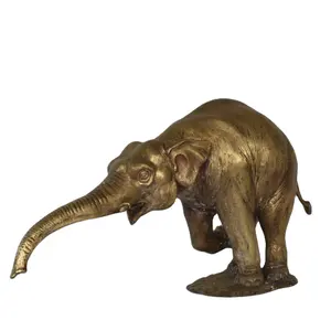 Afrikaanse Koperen Gegoten Grappige Waterfontein Sculptuur Bronzen Olifant Standbeeld Voor Paradijs