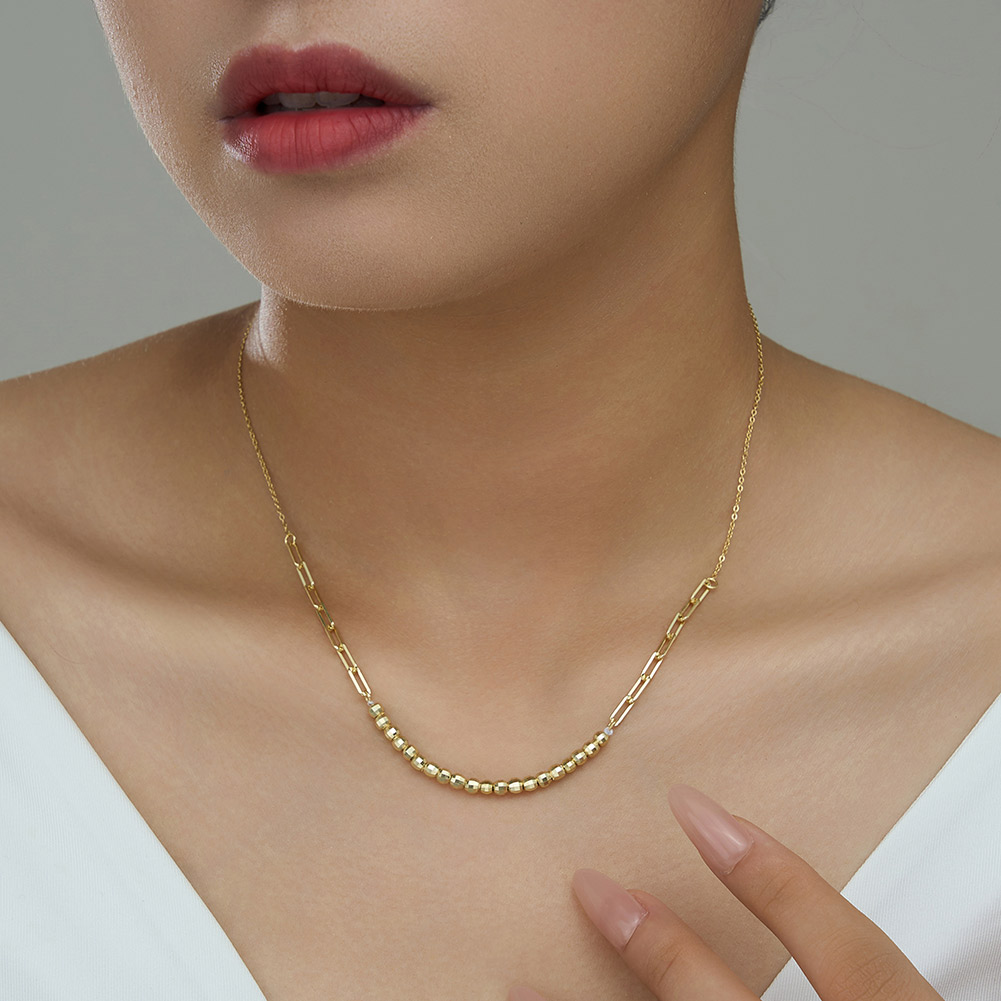 925 sterling silver bead ball necklace