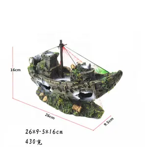 Wholesale SimulationResin Warship Cave Pirate Ship Shaped Fish Tank Decor Supplies Aquarium Decorations