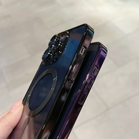 Coque transparente de luxe avec placage magnétique pour chargement sans fil iPhone 17 17e 11 12 13 14 15 16 Pro Max Plus, en silicone antichoc