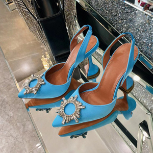 Scarpe con Tacco a Spillo di Lusso Personalizzate Slingback con Diamanti alla Moda Comode da Donna per Signore - Product Image 6