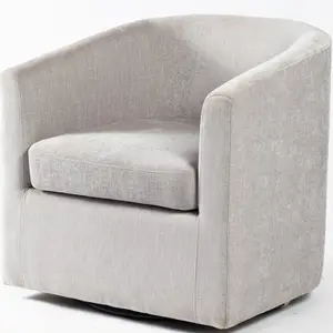 Sillón giratorio barato con funda de tela gris para ocio moderno