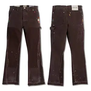 Популярные мужские джинсы в стиле хоп, мужские джинсы большого размера коричневого цвета