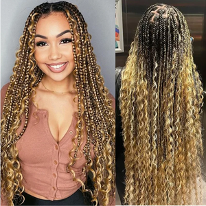 Bán Hot RAW Virgin Remy phần mở rộng tóc con người máy đôi sợi ngang sóng tự nhiên & Loose sâu sóng số lượng lớn cho Boho knotless Bím Tóc - Product Image 4