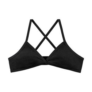Sujetadores de Algodón Cómodos para Mujer, Estilo Deportivo Delgado, Bralette sin Forro, Sexy, Escote en V Profundo, Copa Triangular, Espalda Cruzada, Camisolas sin Costuras - Product Image 5