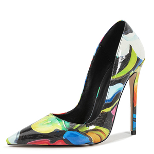 Escarpins colorés sexy à bout pointu et talon fin pour femme, chaussures habillées à coupe large, grande taille 45 - Product Image 2