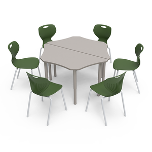 Mesa y silla de estudio para aula al por mayor, muebles de formación escolar, mesa de actividades trapezoidal de discusión funcional para estudiantes - Product Image 4