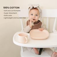 Bandana en mousseline de coton unisexe 100%, avec fermeture à boutons, imprimé OEM jetable, 10 couleurs unies pour l'alimentation de bébé, dentition