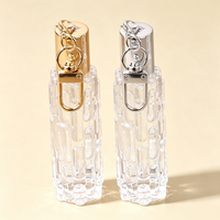 Flacon roll-on en verre de 10 ml à texture melon amer avec pendentif mousqueton pour emballage de parfum, huile essentielle et cosmétiques