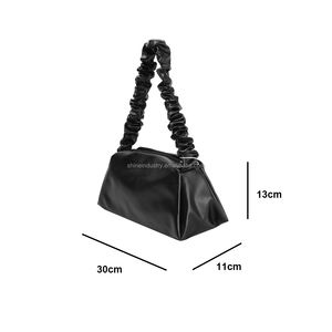 OEM Mujeres Chic Bolso de hombro Vintage Color sólido PU Vegano Cuero <span class=keywords><strong>Scrunchie</strong></span> RUCHED Asa superior Moda Hobo Bolso <span class=keywords><strong>Monedero</strong></span> - Product Image 5