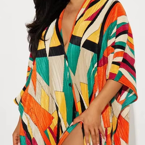 Abito lungo da spiaggia da donna stile casual con scollo a V, traspirante, con stampa digitale a pois, taglie forti, <span class=keywords><strong>abbigliamento</strong></span> femminile - Product Image 1