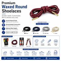 Lacets ronds cirés de qualité supérieure avec embouts métalliques, lacets de chaussures tressés durables pour baskets, bottes, chaussures habillées, couleurs personnalisées, OEM Mingjia