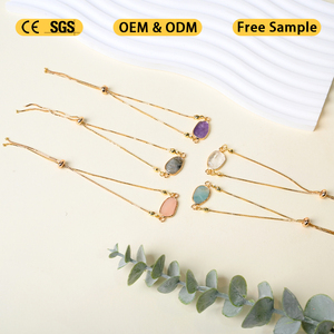 Bracelet en pierres précieuses naturelles fait main, vente chaude, bijoux en cristal de quartz - Product Image 1
