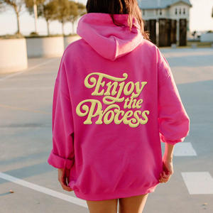 定制连帽衫棉落肩套头衫街头风格宽松合身毛衣500 Gsm连帽衫定制3D粉扑印花连帽衫 - Product Image 4